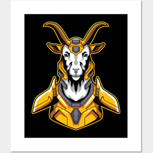 Goat cyborg illustration Posters and Art